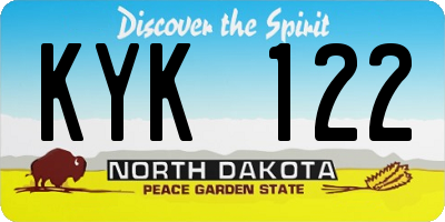 ND license plate KYK122