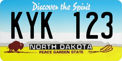 ND license plate KYK123