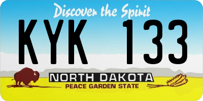 ND license plate KYK133