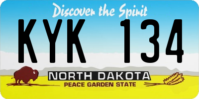 ND license plate KYK134