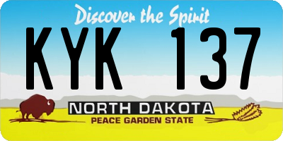 ND license plate KYK137