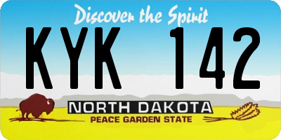 ND license plate KYK142