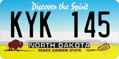 ND license plate KYK145