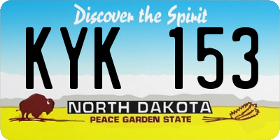 ND license plate KYK153