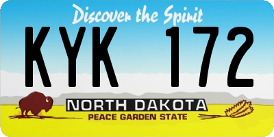 ND license plate KYK172