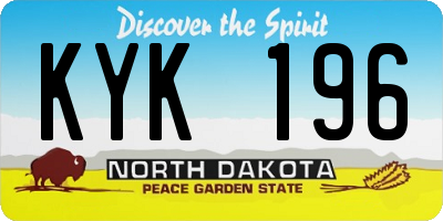 ND license plate KYK196