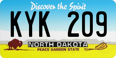 ND license plate KYK209