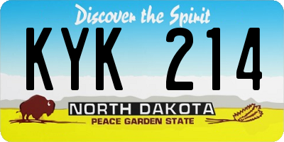 ND license plate KYK214