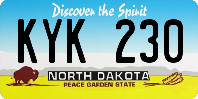 ND license plate KYK230