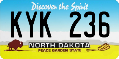 ND license plate KYK236