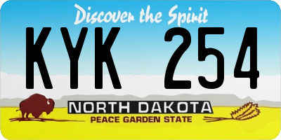 ND license plate KYK254