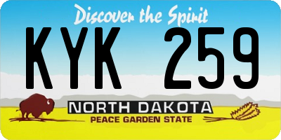 ND license plate KYK259