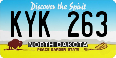 ND license plate KYK263