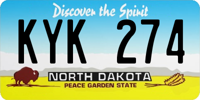 ND license plate KYK274