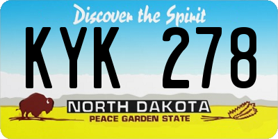ND license plate KYK278