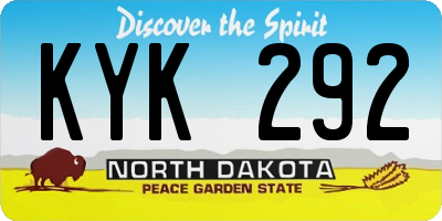 ND license plate KYK292