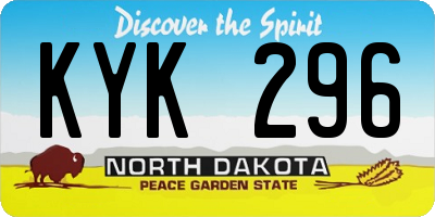 ND license plate KYK296