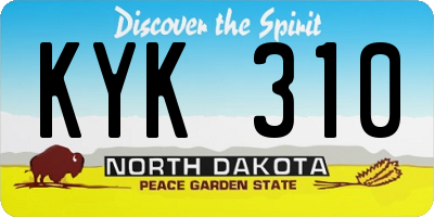 ND license plate KYK310