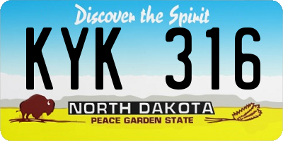 ND license plate KYK316