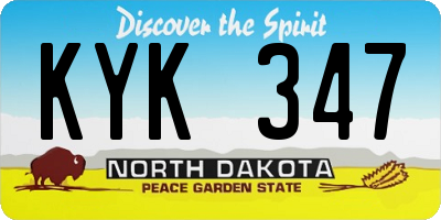 ND license plate KYK347