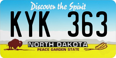 ND license plate KYK363