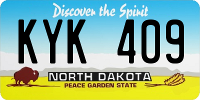 ND license plate KYK409