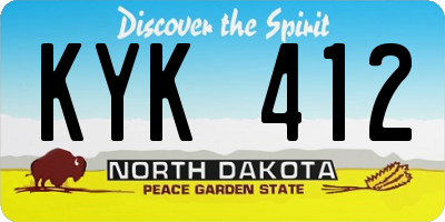 ND license plate KYK412