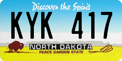 ND license plate KYK417