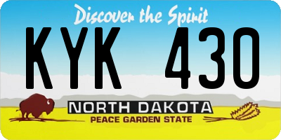 ND license plate KYK430