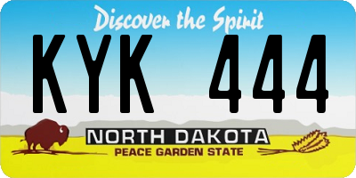 ND license plate KYK444