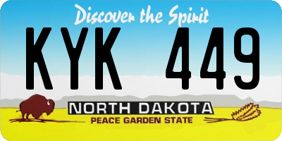 ND license plate KYK449