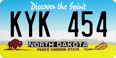 ND license plate KYK454