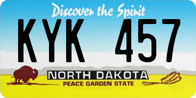 ND license plate KYK457