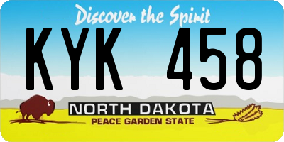 ND license plate KYK458