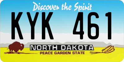 ND license plate KYK461