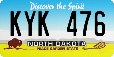 ND license plate KYK476