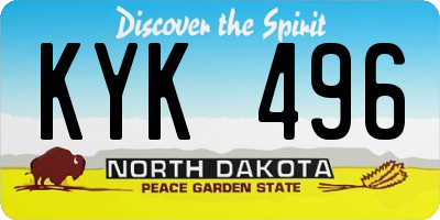 ND license plate KYK496