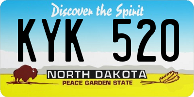 ND license plate KYK520