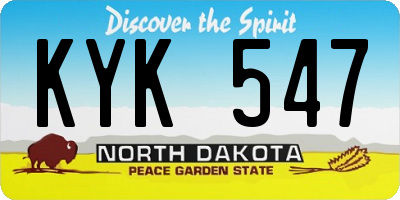 ND license plate KYK547
