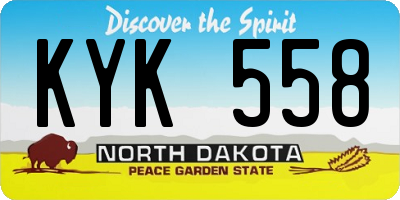 ND license plate KYK558