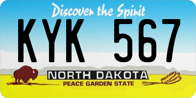 ND license plate KYK567