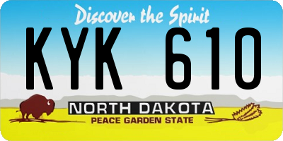 ND license plate KYK610