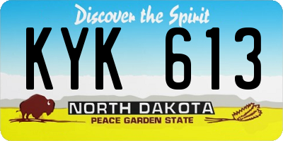 ND license plate KYK613