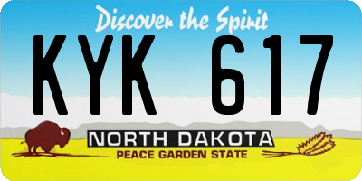 ND license plate KYK617