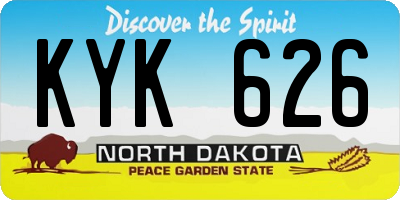ND license plate KYK626