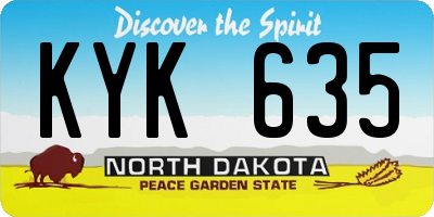 ND license plate KYK635