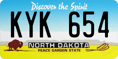 ND license plate KYK654