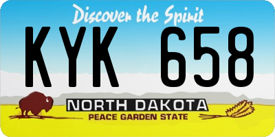 ND license plate KYK658