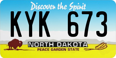 ND license plate KYK673