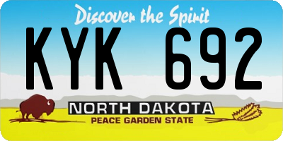 ND license plate KYK692